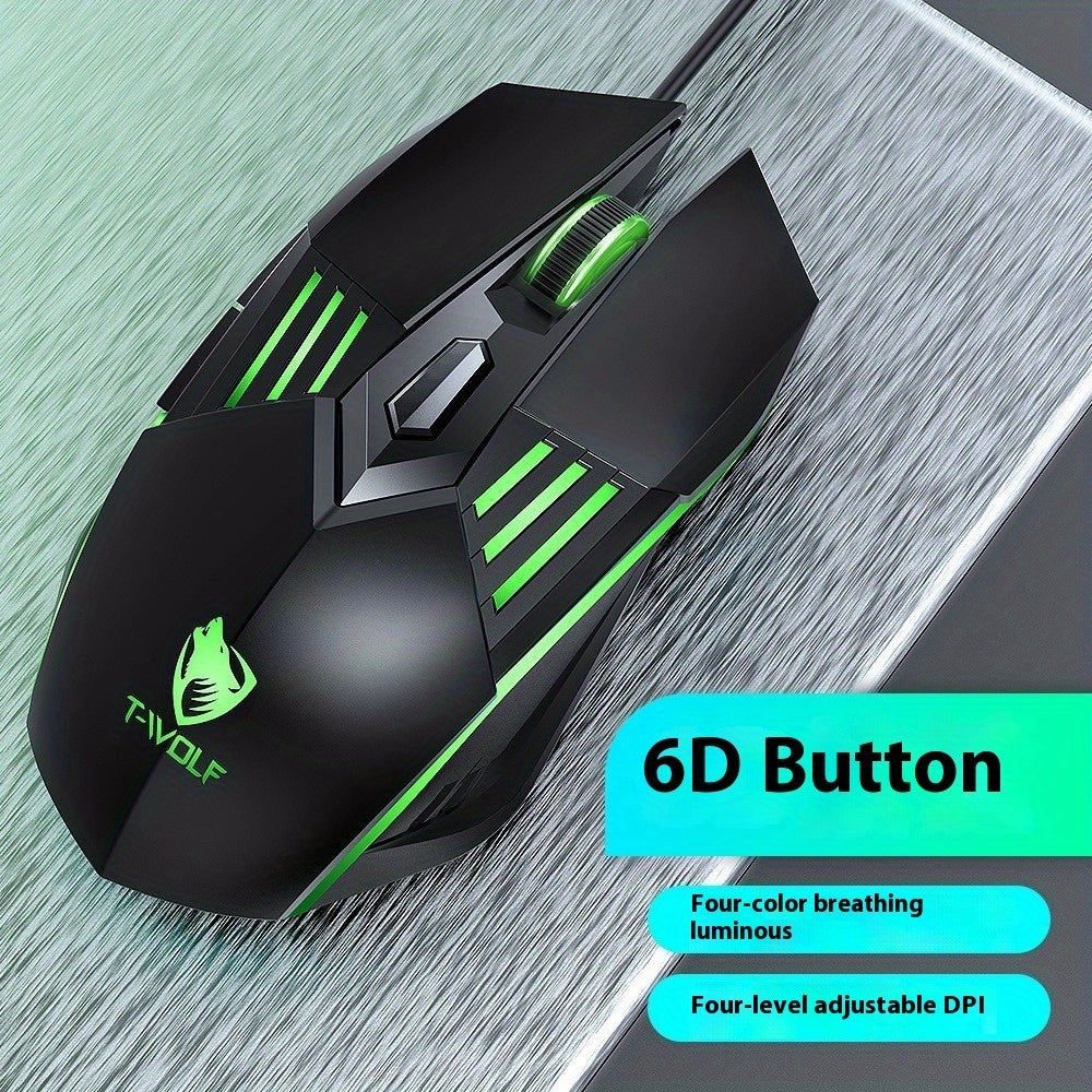 T-WOLF G560 Blue Wired Gaming Mouse Mechanical Design for Esports PC Gaming