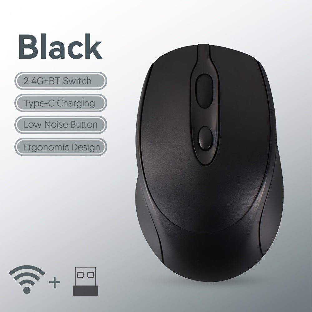 Wireless Silent Mouse Wireless Silent Mouse | Ambidextrous Dual-Mode Ergonomic Type-C Rechargeable for Office