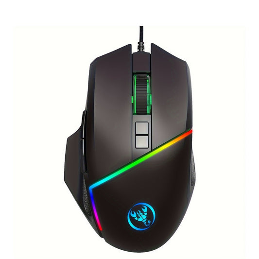 HXSJ new USB wired gaming mouse with RGB lighting and 8 buttons optical mouse suitable for gaming