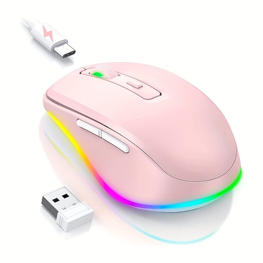Seenda Wireless Mouse, Rechargeable Light Up LED Mouse, Office Mouse