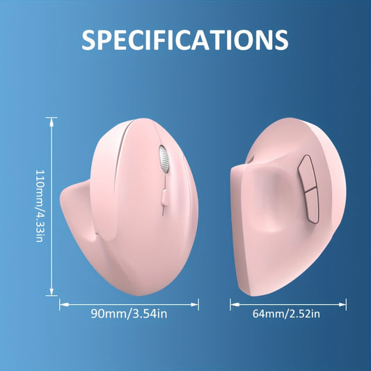 Ergonomic Wireless Vertical Mouse, Dual Mode 2.4G USB+BT 6-Button Standing Vertical Optical Mouse for PC Computer