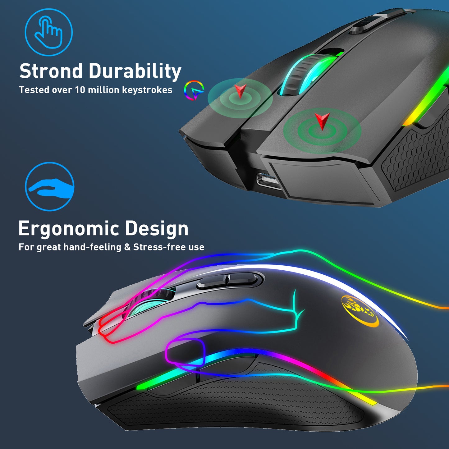 T69 2.4G RGB Luminous Wireless Mouse TYPE-C Rechargeable Interface 7-Button Game Mouse Spot Wholesale
