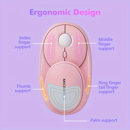 Rechargeable Wireless Mouse 2.4G\u002FBT Dual Mode, 2.4GHz Portable Cordless Mice PC, Laptop