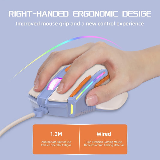 MAGIC-REFINER M2 Wired Gaming Mouse with 6 Types RGB Backlit High Precision, PC Gaming Macro Programming Mouse Conform Right Hand Engineering USB Plug Play for Laptop