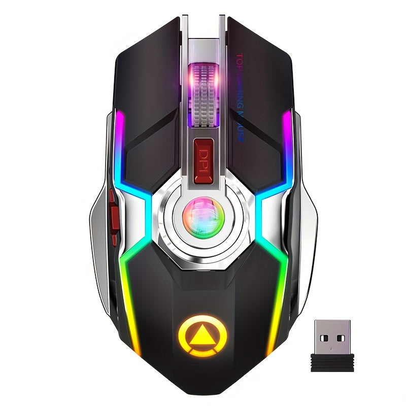 YINDIAO Rechargeable Wireless Mouse, Silent Click, Animal Print, Ambidextrous, Optical Movement Detection