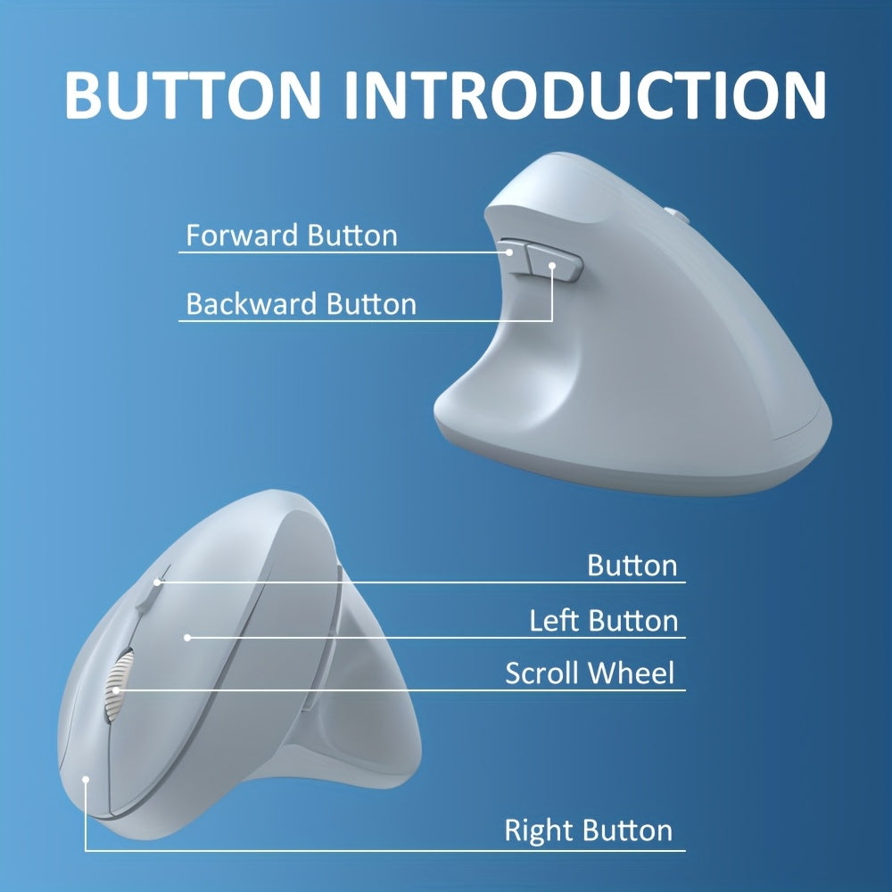 Ergonomic Wireless Vertical Mouse, Dual Mode 2.4G USB+BT 6-Button Standing Vertical Optical Mouse for PC Computer