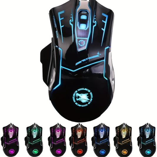 Ergonomic wired gaming mouse - 7 lighting effects, USB powered, suitable for PC and laptop gaming