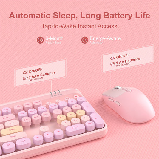 MageGee V920 Wireless Keyboard & Mouse Combo - 2.4GHz Ultra-Silent Typewriter Style