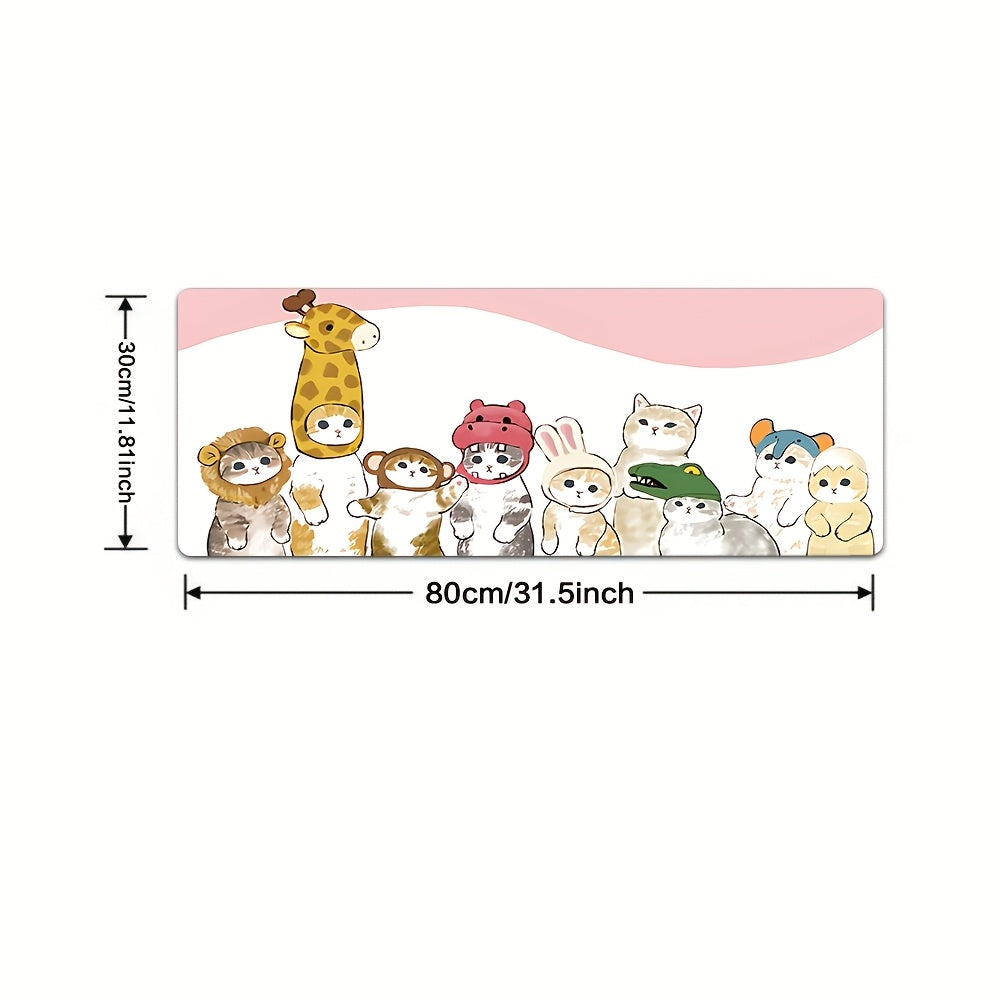 1pc Cute Kawaii Cartoon Animal Design Gaming Mouse Pad & Desk Mat - Non-Slip Rubber Base
