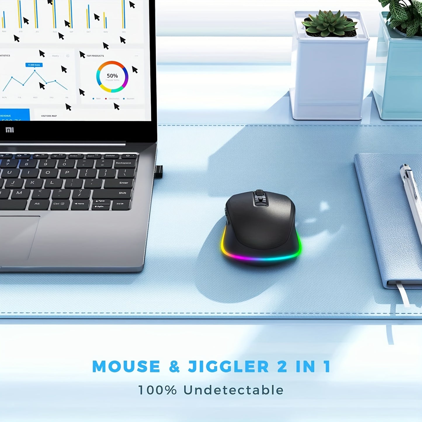 Seenda Wireless Mouse, Rechargeable Light Up LED Mouse, Office Mouse