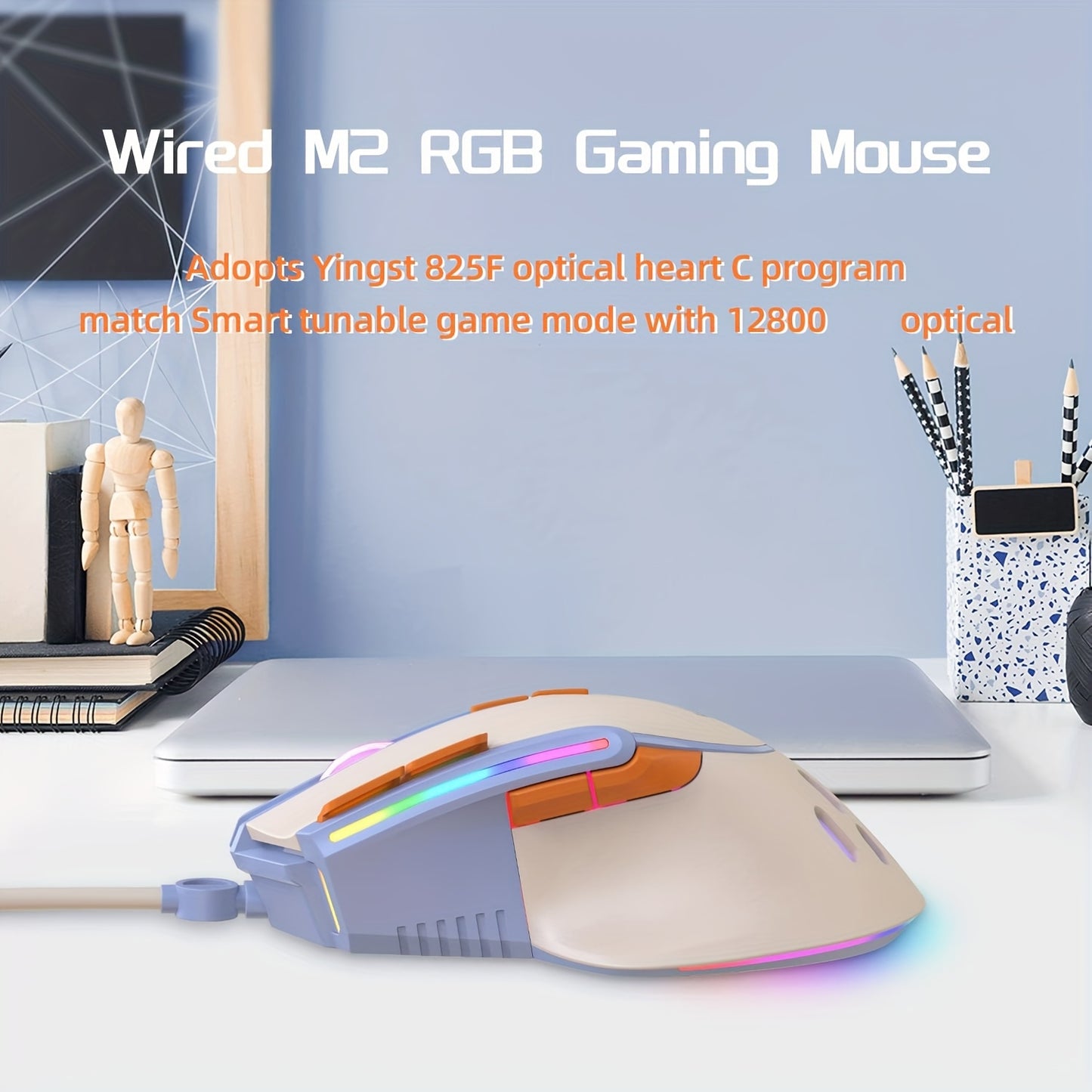 MAGIC-REFINER M2 Wired Gaming Mouse with 6 Types RGB Backlit High Precision, PC Gaming Macro Programming Mouse Conform Right Hand Engineering USB Plug Play for Laptop