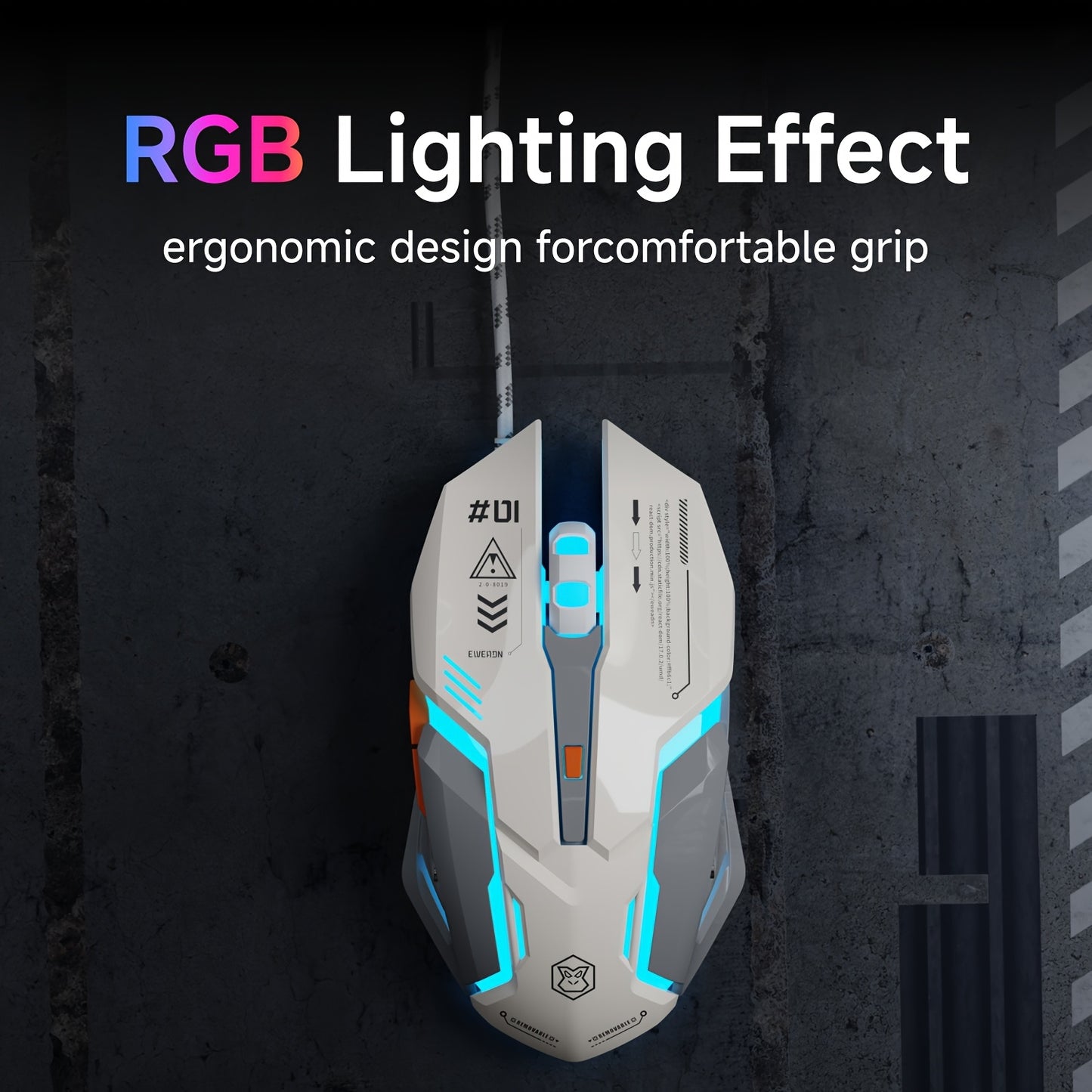 EWEADN Wired Silent Mouse with Glossy ABS Surface & Matte Base, Rubber Scroll Wheel