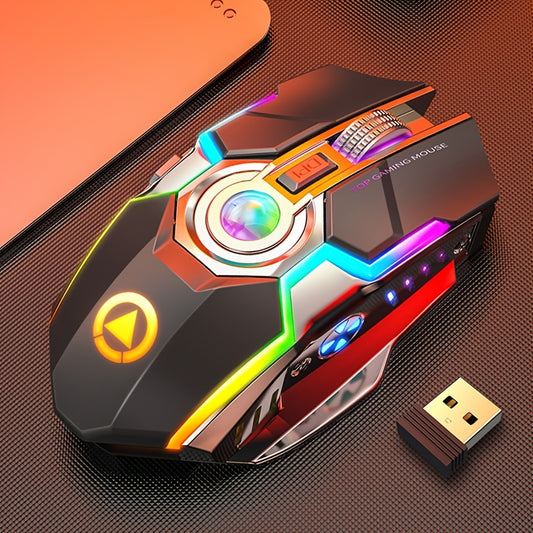 YINDIAO Rechargeable Wireless Mouse, Silent Click, Animal Print, Ambidextrous, Optical Movement Detection