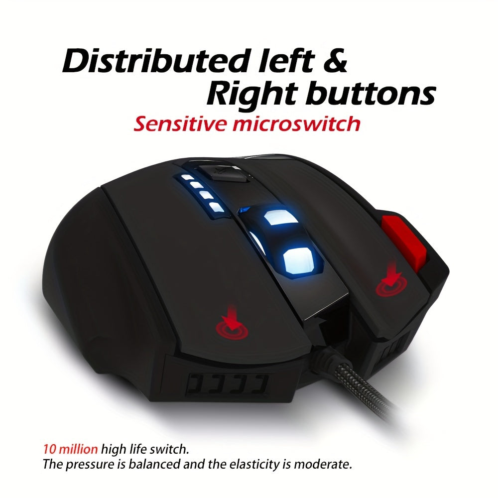 Wired Gaming Mouse Optical Adjustable USB Computer Programmable LED Backlight Mice 7 Buttons Gaming for PC Laptop Gamer Zelotes T-60