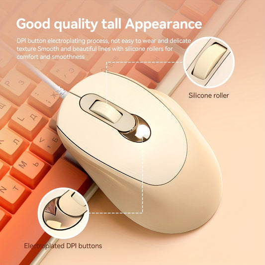 USB Wired Mouse, Stylish Business Office Mouse, USB Wired Mouse with Comfortable Hand Feel