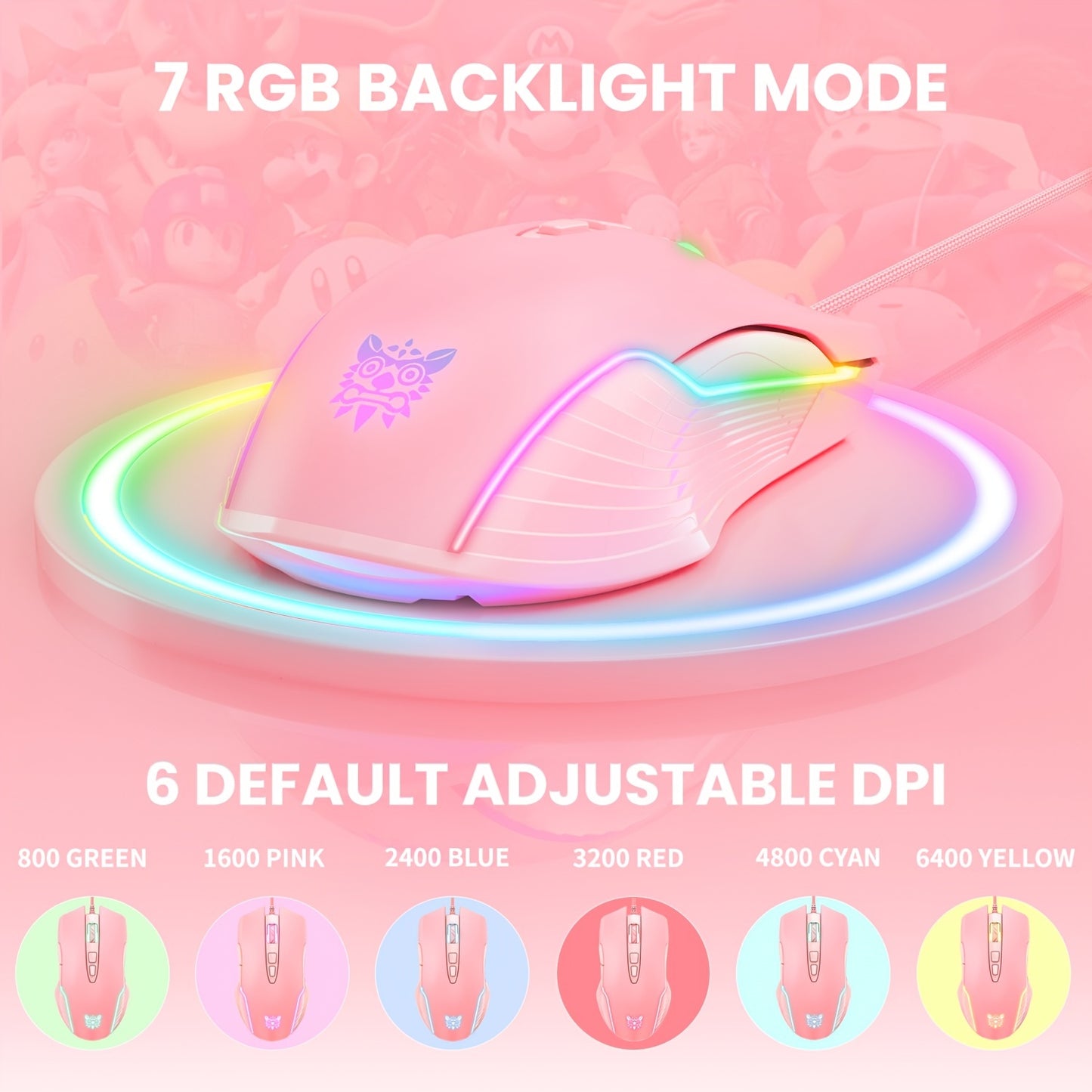 ONIKUMA CW905 Wired Mouse with Silent Operation, Designed for Gaming And Esports, Featuring Mechanical Keys, RGB Lighting, And a Heavy USB Connection for Computers And Laptops.